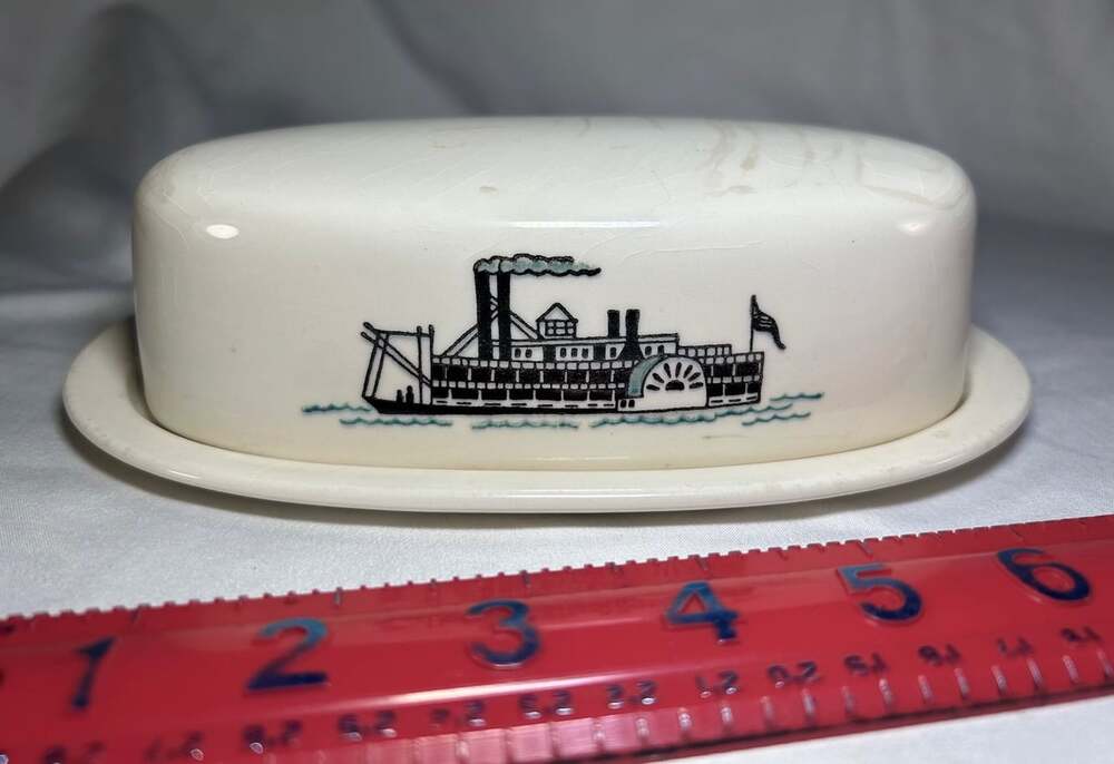 VTG steam boat covered butter dish READ !!!!
